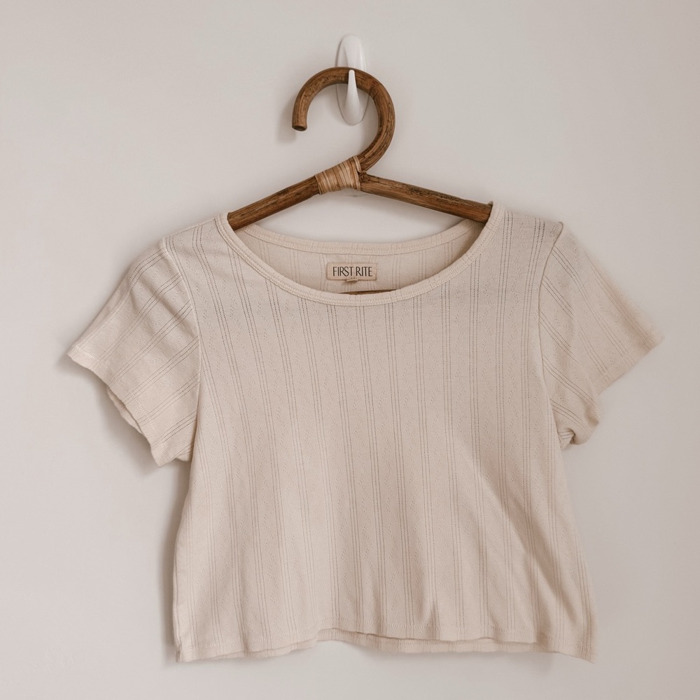 First Rite Clothing Crop Pointelle Tee - Picture 5 of 7